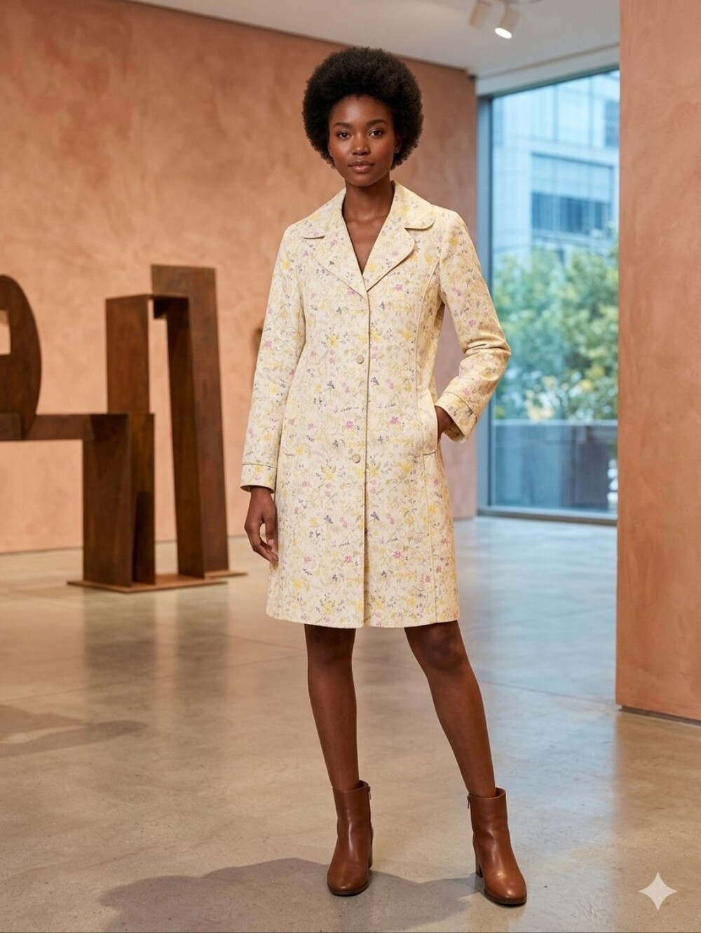 CYNTHIA STEFFE WOMENS YELLOW FLORAL CITTON TRENCH COAT USA